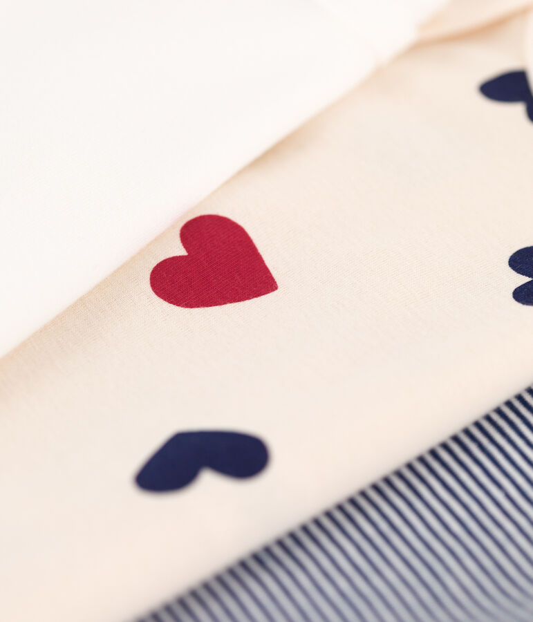 Confezione da 3 body maniche lunghe beb&egrave; in cotone motivo cuore variante 1