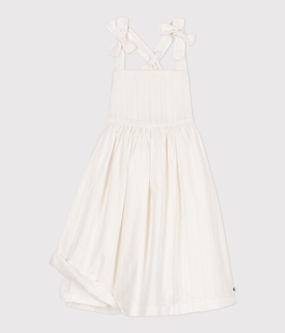 Abito lungo con spalline in cotone tinta unita bambina bianco ECUME