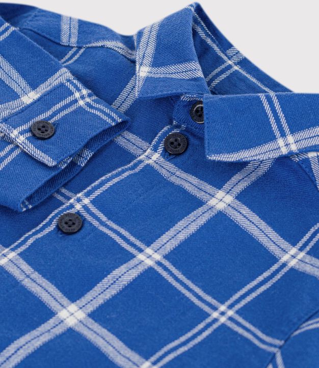 Camicia in flanella a quadri neonato blu/ecru