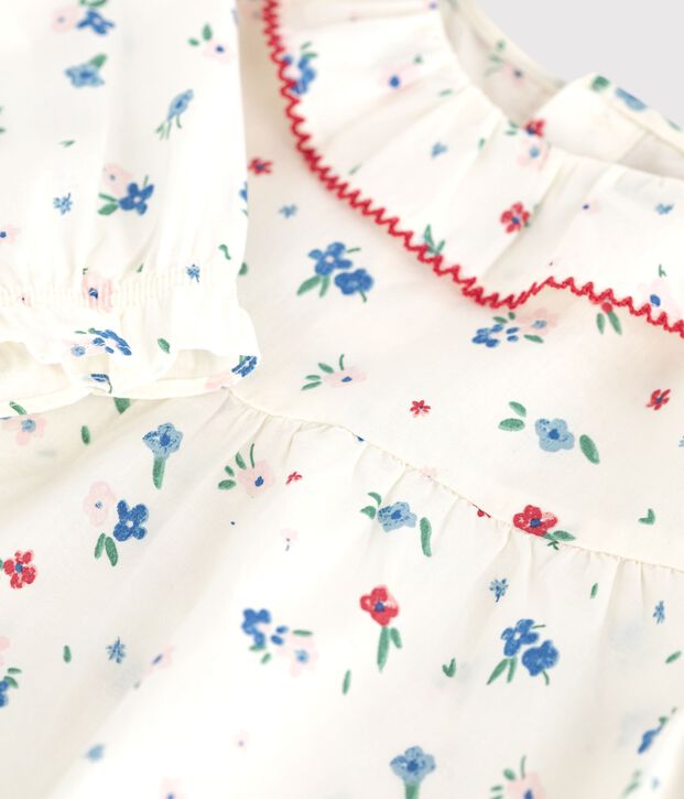 Blusa a maniche lunghe in cotone con stampa a fiori neonata bianco/multicolore