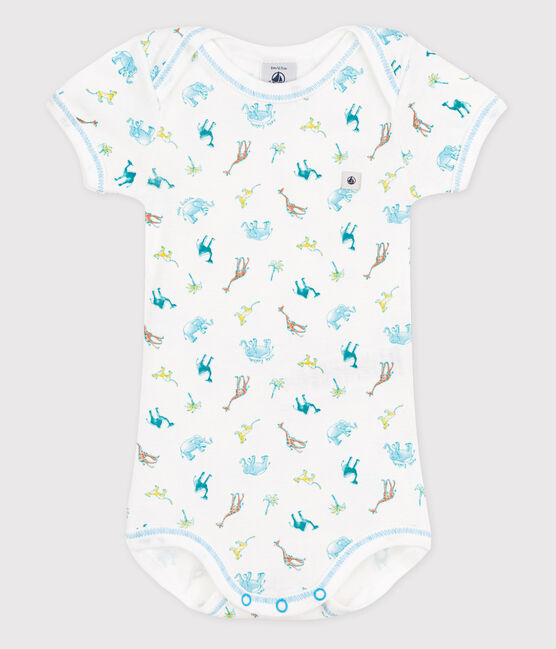 Body manica corta bebè bianco ECUME/blu AQUARIUS/ MULTICO