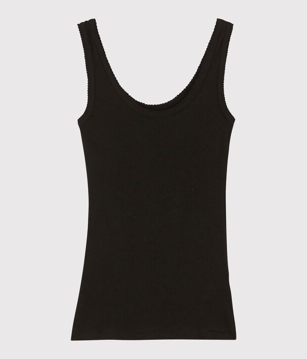 Canottiera lana e cotone Donna nero