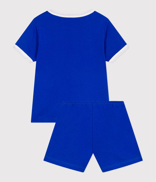 Pigiama corto in cotone bambino blu