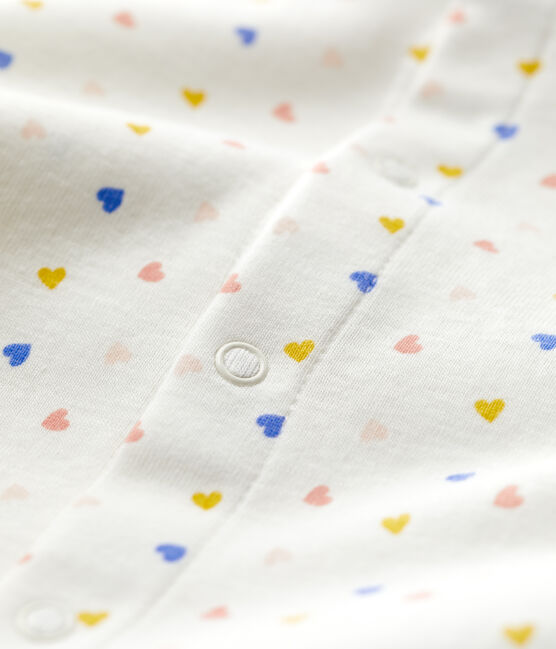 Tutina pigiama bebè in cotone biologico bianco MARSHMALLOW/bianco MULTICO