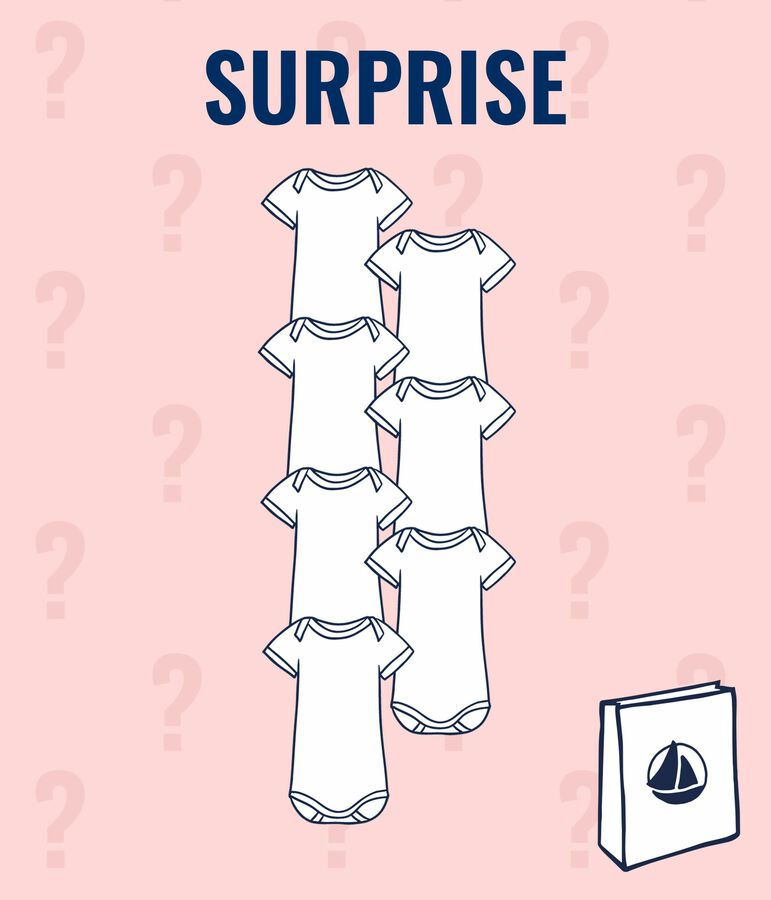 Lotto a sorpresa da 7 body a maniche corte neonata multicolore