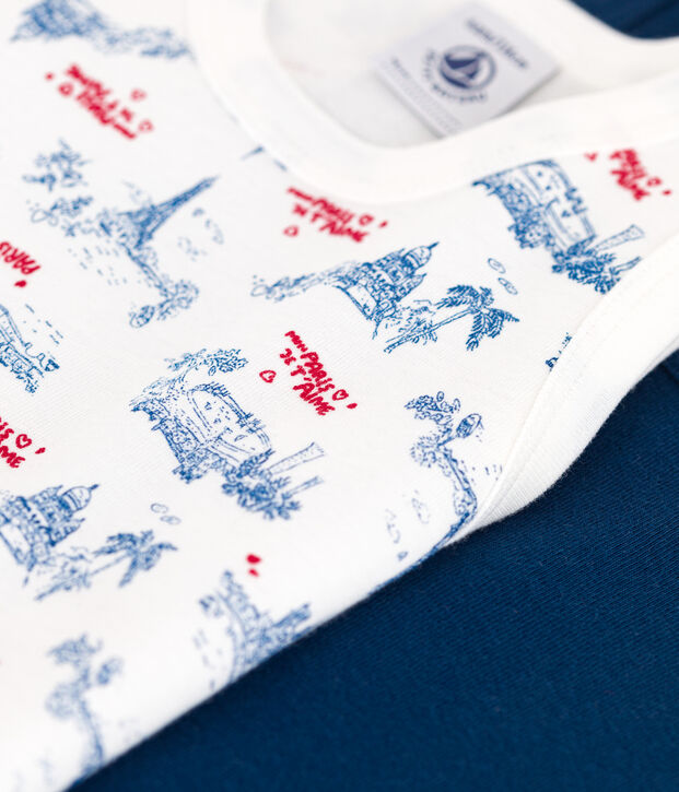 Set di 2 canotte in cotone con stampa Parigi bambino multicolore