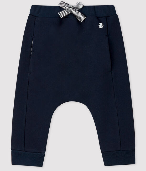 Pantalone bebè maschio in molleton blu SMOKING