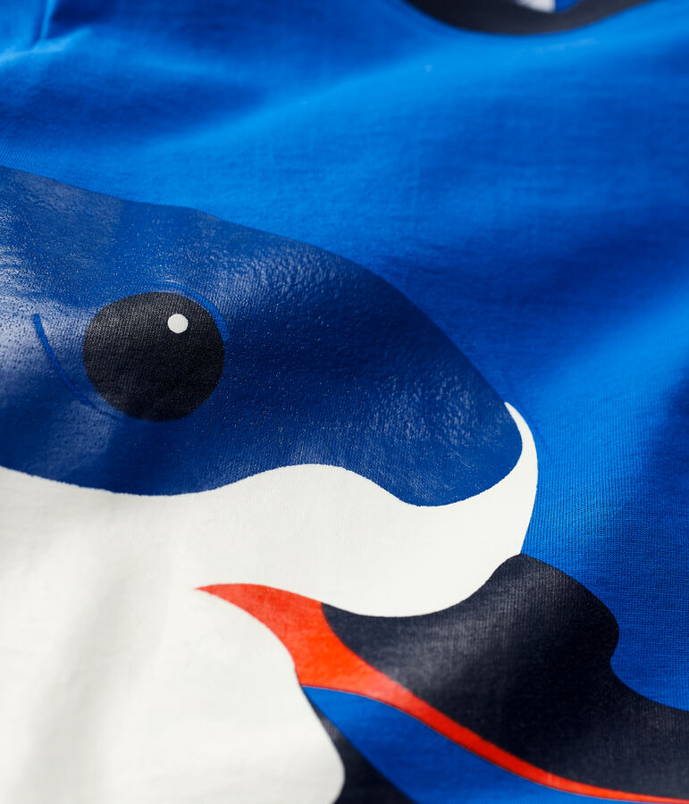 T-shirt bambino a maniche lunghe in cotone blu