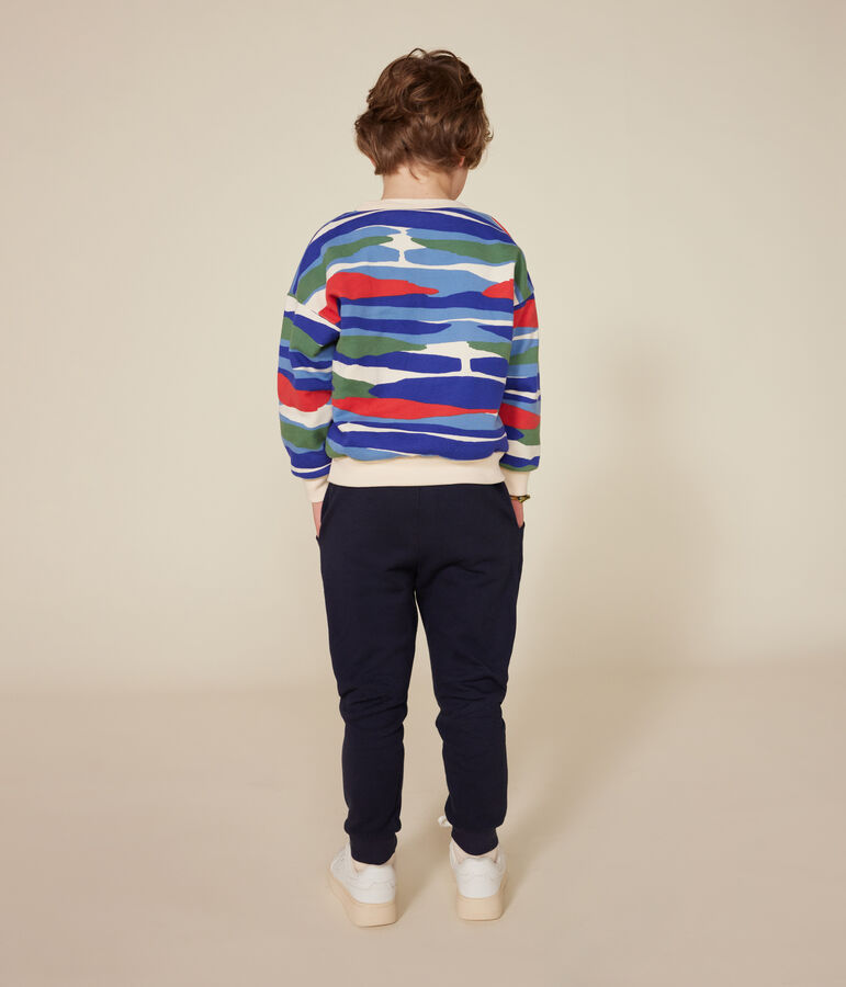 Maglia in tessuto felpato bambino ecru/rosso