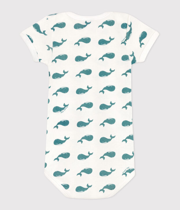 Body a maniche corte in cotone con stampa neonato verde/verde