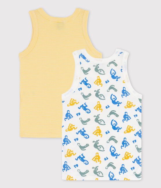 Confezione da 2 canottiere a costine con scimmiette fosforescenti bambino in cotone variante 1