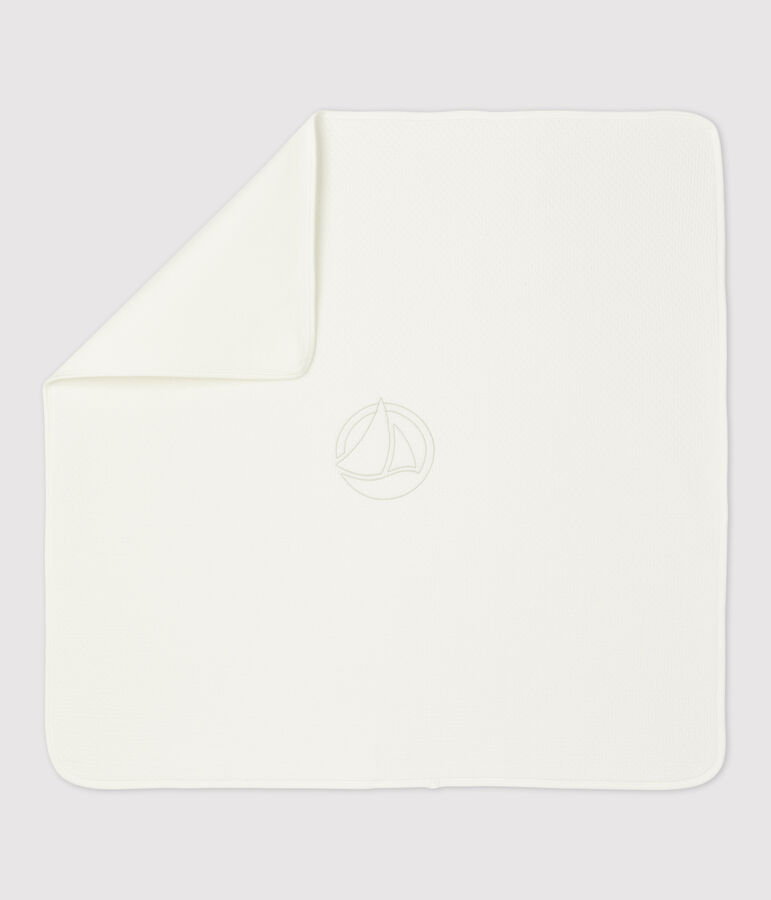 Copertina beb&egrave; in cotone biologico bianco