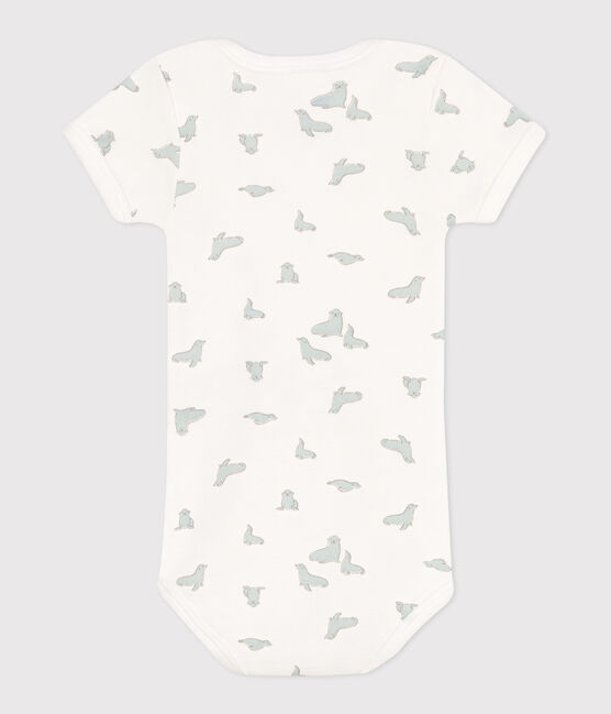 Body a maniche corte in cotone con stampa neonato MARSHMALLOW/ PAUL