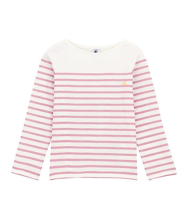 Tee-shirt per bambina bianco/rosa