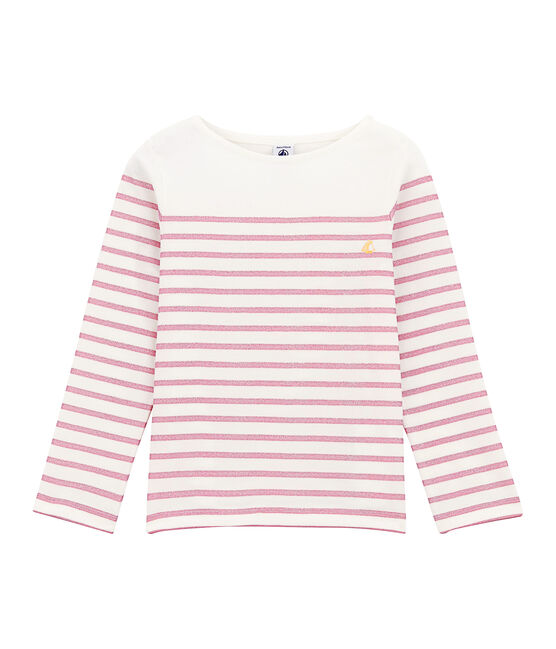 Tee-shirt per bambina bianco MARSHMALLOW/rosa BABYLONE