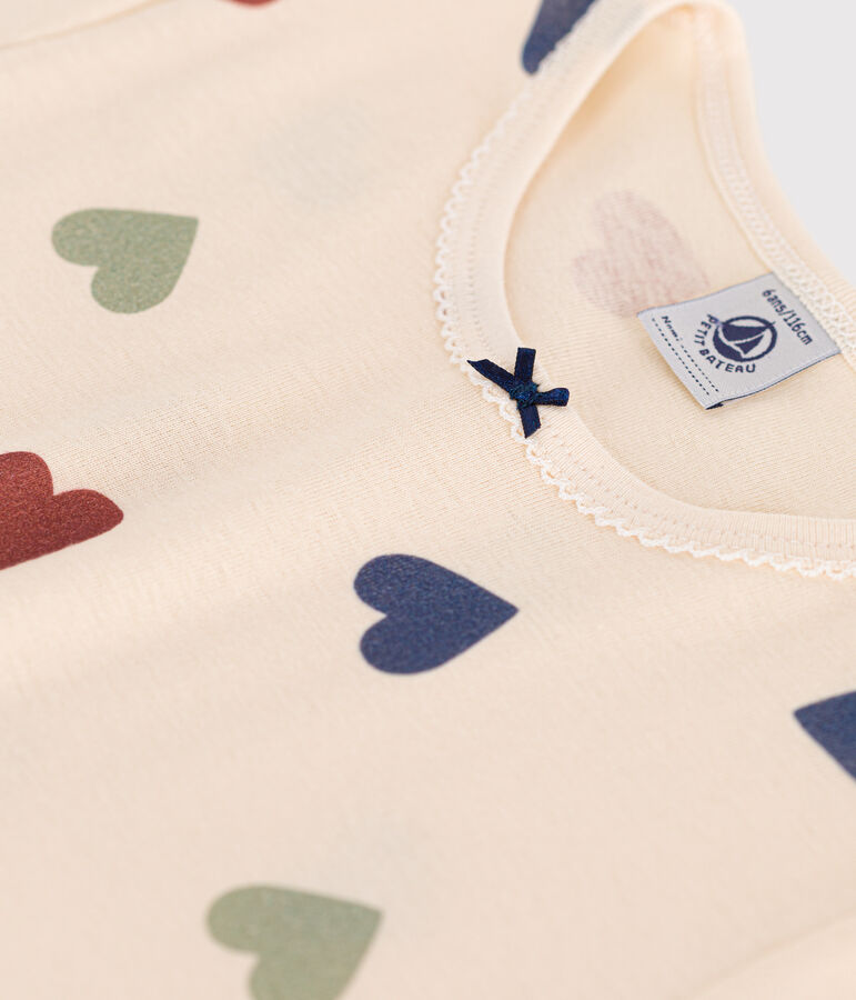 Camicia da notte in cotone con motivo a cuore bambino ecru/multicolore