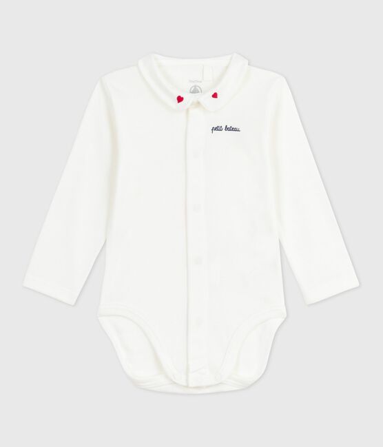 Body con colletto ricamato e scritta sul petto neonato rosso MARSHMALLOW/bianco CORRIDA