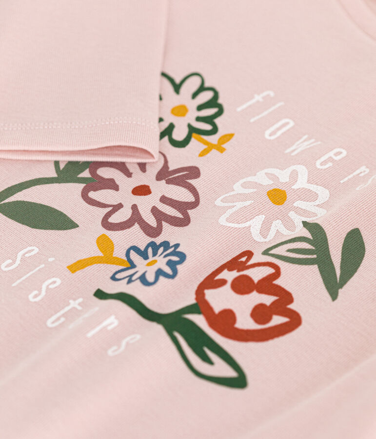 T-shirt a maniche lunghe a costine bambina rosa