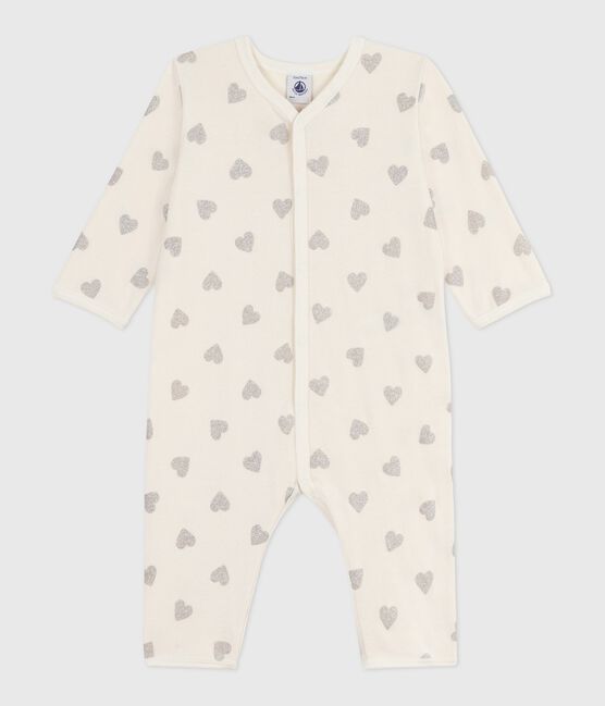 Pigiama senza piedini in cotone stampato neonato ecru MILK/ ARGENT