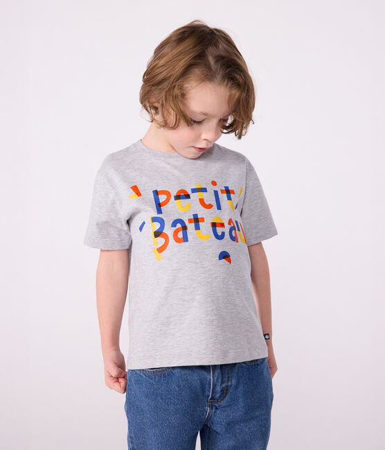 T-shirt a maniche corte con stampa bambino grigio FUMEE CHINE