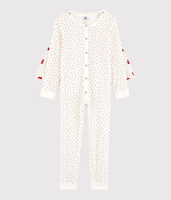 Tutina maschera supereroi bambina in cotone biologico bianco MARSHMALLOW/rosso TERKUIT