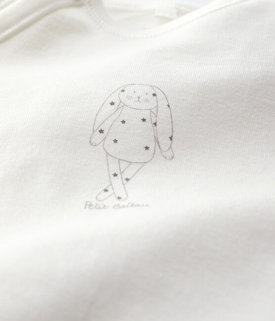 Tutina pigiama bebè bianca in cotone biologico bianco MARSHMALLOW