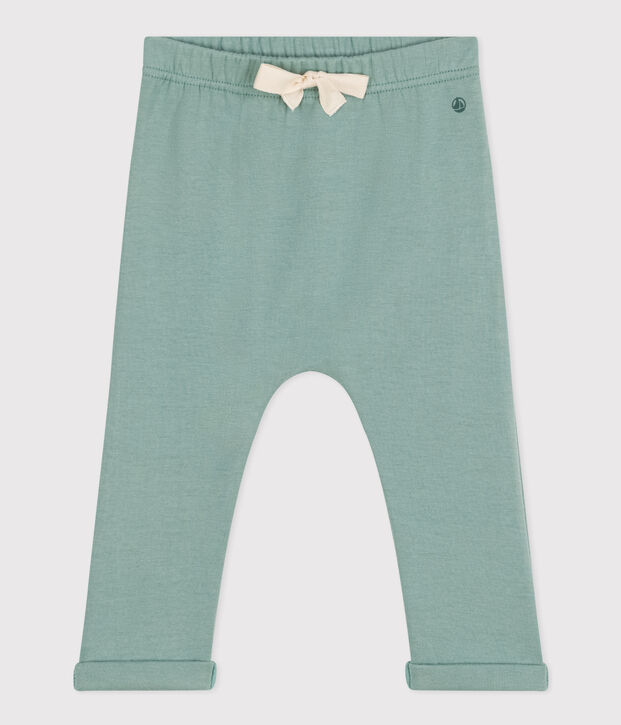 Pantaloni a righe in jersey spesso per beb&egrave; verde