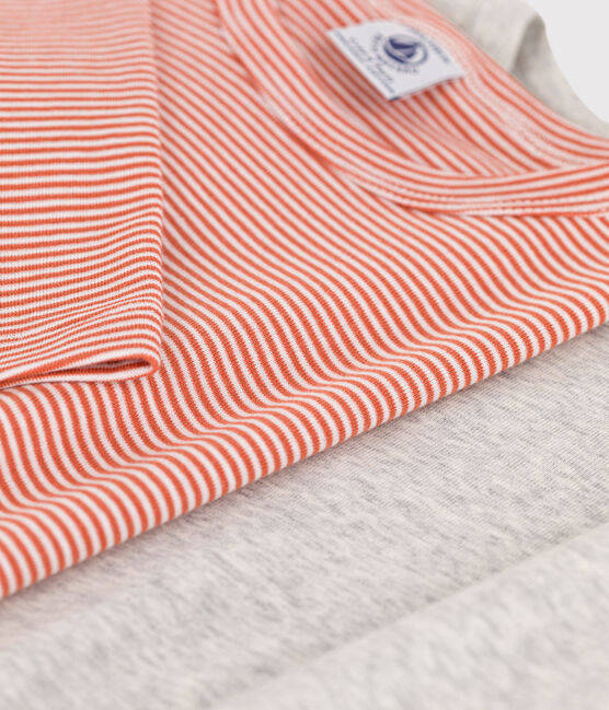 Confezione da 2 t-shirt a maniche lunghe millerighe bambina / bambino cotone variante 1