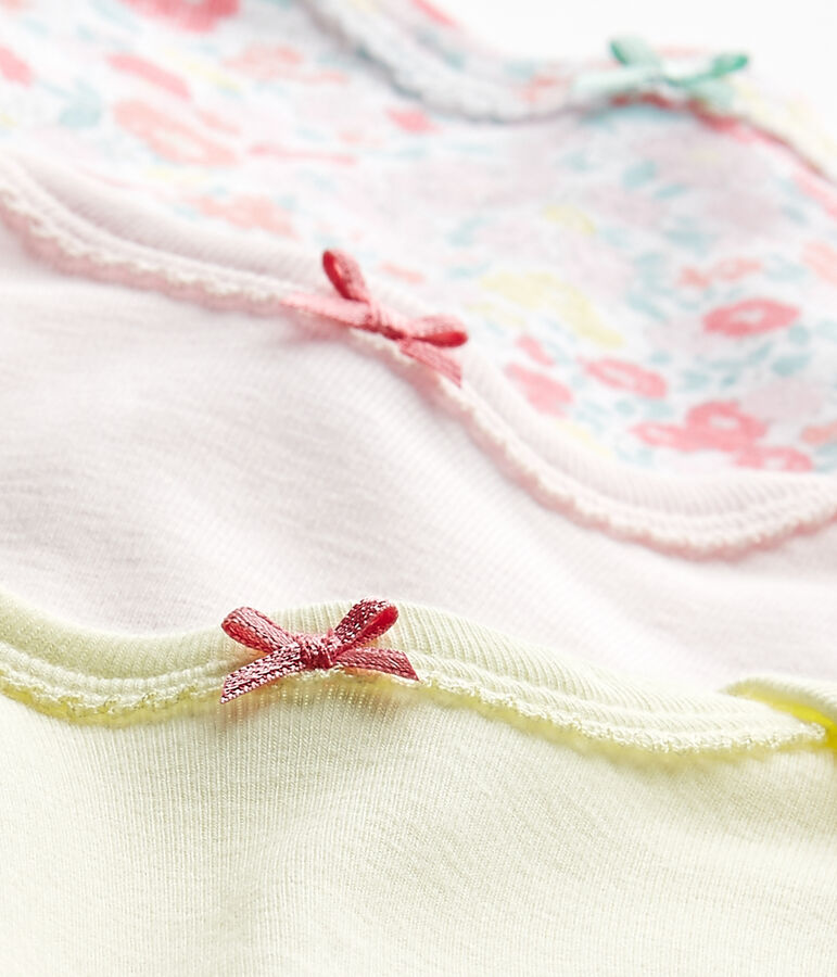 Lotto di 3 bodies per beb&eacute; femmina a maniche corte bianco