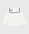 Blusa con colletto e maniche lunghe in cotone tinta unita bambina bianco