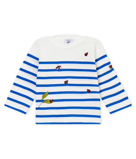 Marinière creativa per bebé femmina bianco MARSHMALLOW/blu PERSE