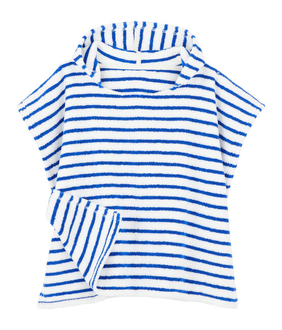 Poncho mare con cappuccio bebè unisex blu SURF