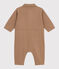 Tutina lunga in cotone tinta unita stile meccanico neonato beige ROCHE CLAIR