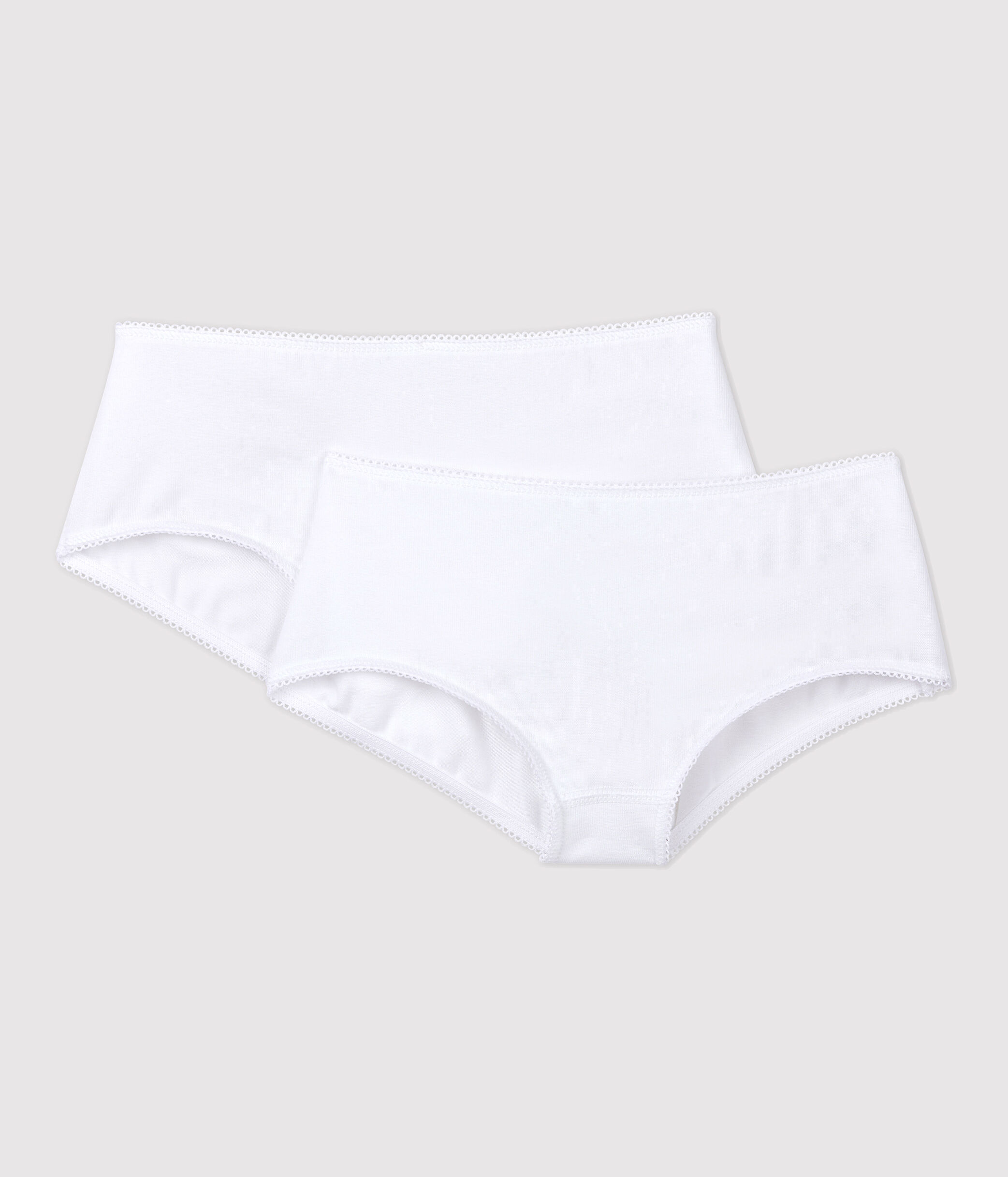 Confezione da 2 mutandine bambina bianche in cotone biologico A01F800