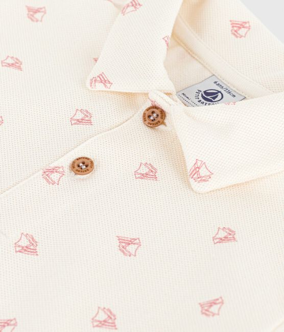 Polo a maniche corte in cotone fantasia bambino rosso MILK/ POMPEI