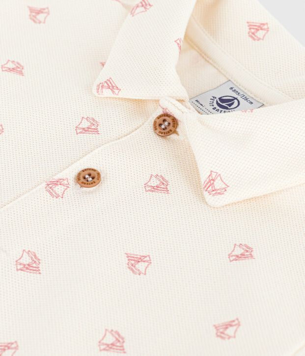 Polo a maniche corte in cotone fantasia bambino rosso/rosso