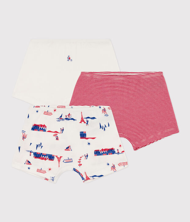 Confezione da 3 short fantasia Parigi bambina in cotone multicolore
