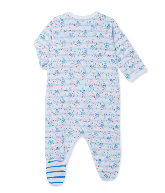 Tutina per bebè bambina in tubique stampato bianco ECUME/blu BLEU/ MULTICO