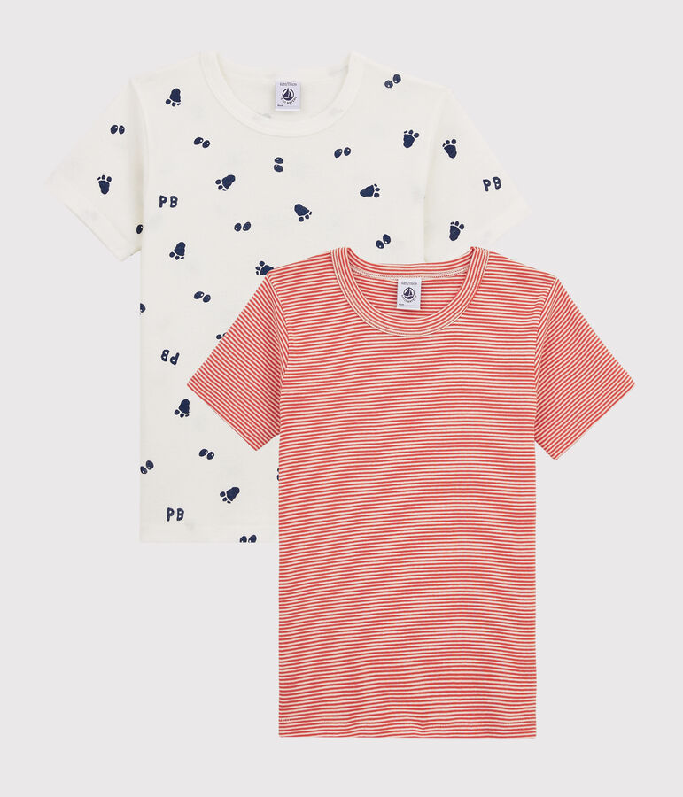 Confezione da 2 t-shirt manica corta fantasia zampa dello yeti da bambino multicolore