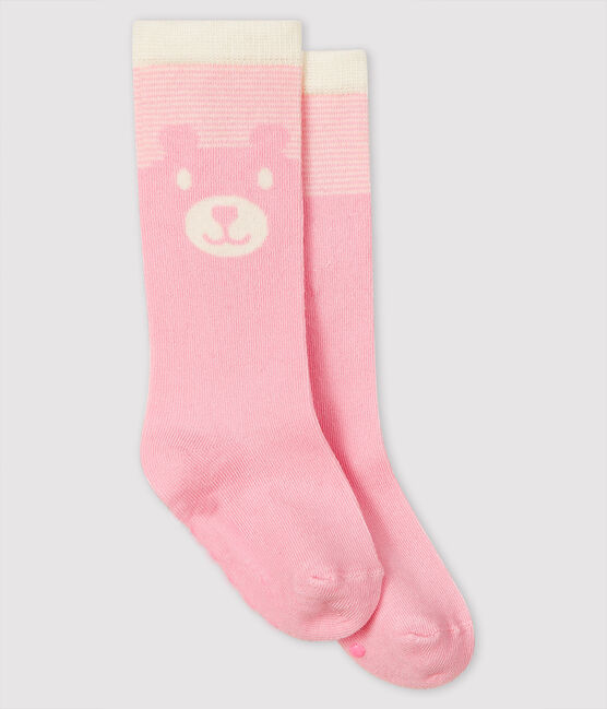 Calzini alti bebè rosa MINOIS/bianco MARSHMALLOW