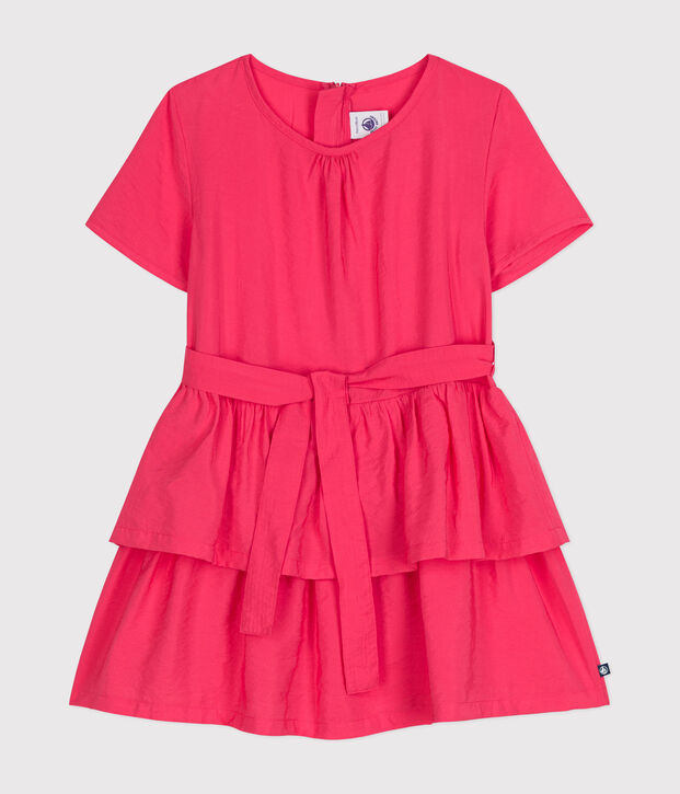 Abito a maniche corte in tela bambina rosa