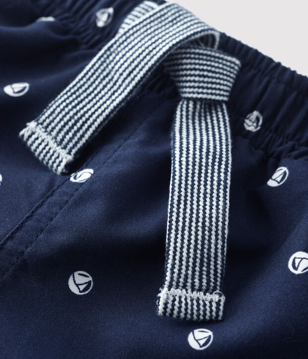 Shorts da mare per beb&egrave; in materiale eco-sostenibile blu/bianco