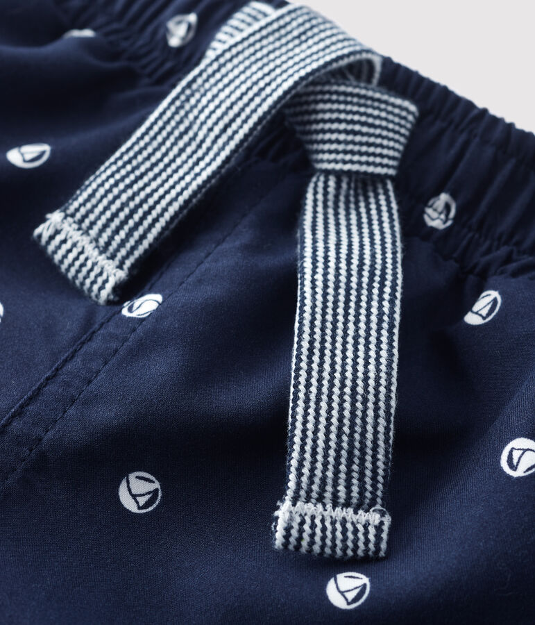 Shorts da mare per beb&egrave; in materiale eco-sostenibile blu/bianco