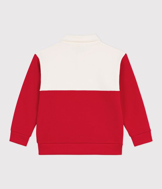 Felpa stile polo in cotone bambino rosso MILK/ POMPIER