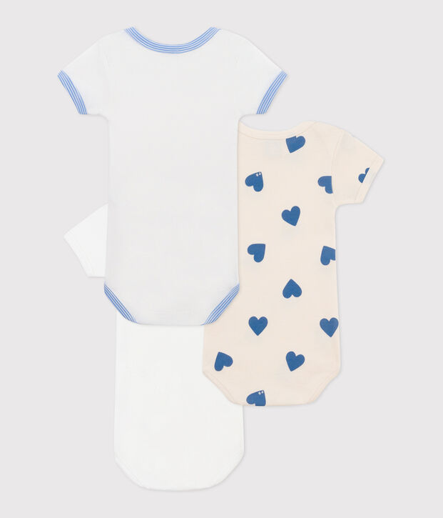 Set da 3 body a maniche corte in cotone con stampa neonato multicolore