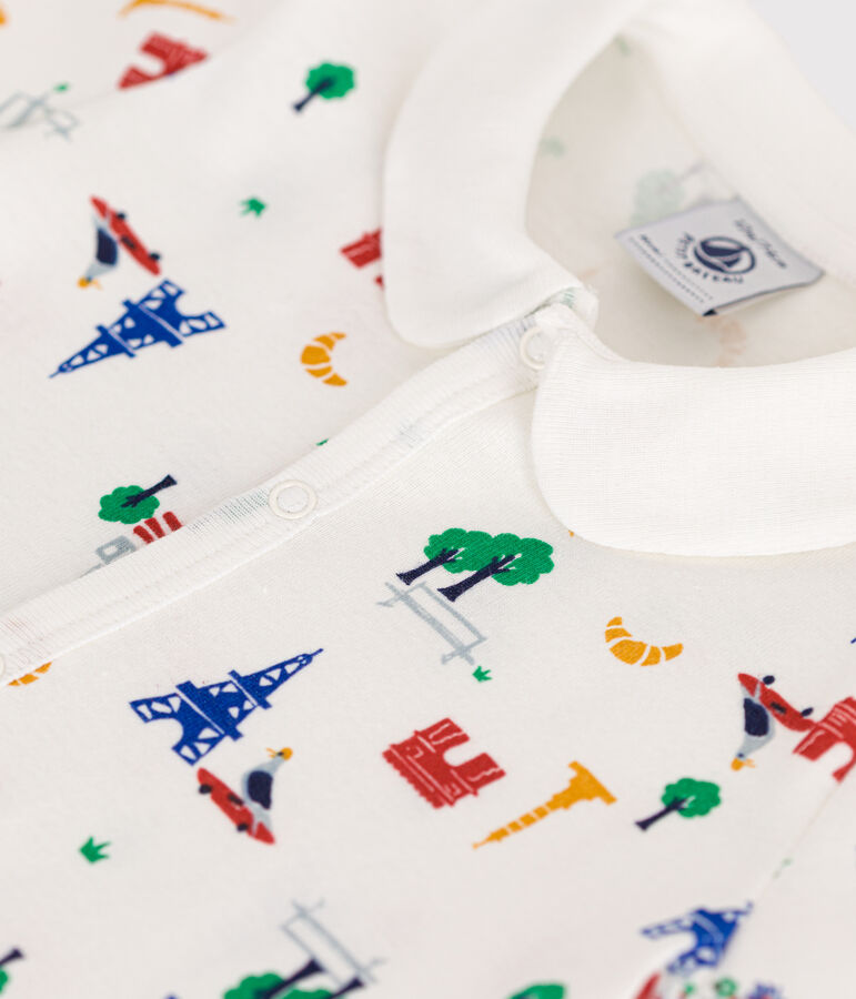 Tutina corta beb&egrave; in cotone bianco MARSHMALLOW/bianco MULTICO