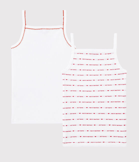 Confezione da 2 canottiere con spalline "Petit Bateau Je t'aime" bambina variante 1