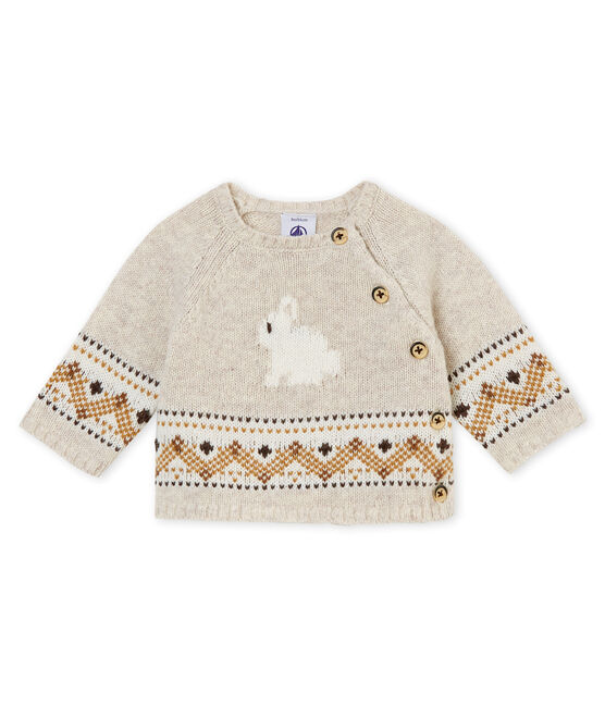 Cardigan tricot jacquard per bebé maschio beige CREAMY CHINE