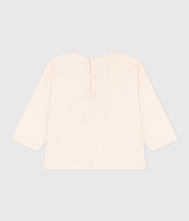 T-shirt a maniche lunghe in jersey per beb&egrave; ecru/rosso