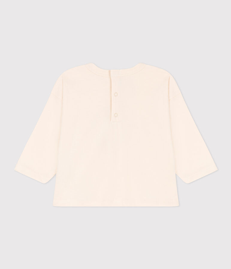 T-shirt a maniche lunghe in jersey per beb&egrave; ecru/rosso